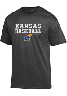 Champion Kansas Jayhawks Charcoal Baseball Short Sleeve T Shirt