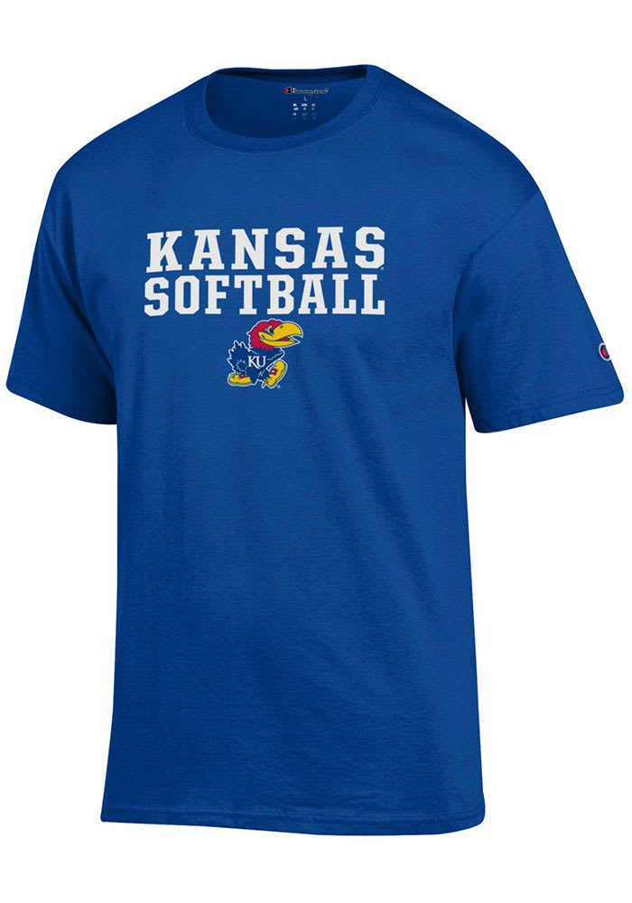 Champion Kansas Jayhawks Blue Softball Short Sleeve T Shirt