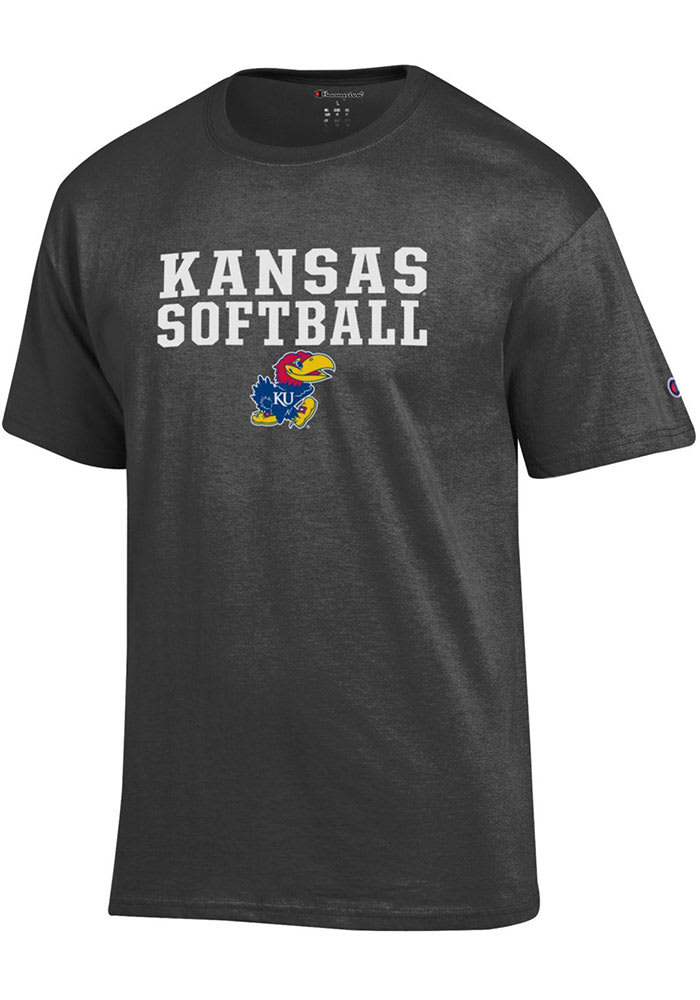 Champion Kansas Jayhawks Charcoal Softball Short Sleeve T Shirt