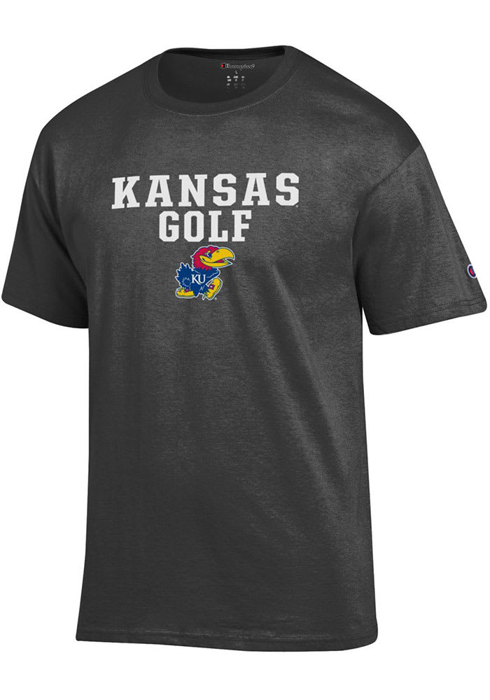 Champion Kansas Jayhawks Charcoal Golf Short Sleeve T Shirt
