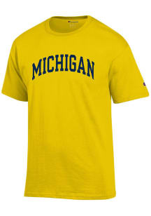 Michigan Wolverines Yellow Champion Arch Mascot Short Sleeve T Shirt