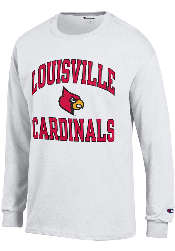Champion Louisville Cardinals Mens Grey Reverse Weave Long Sleeve