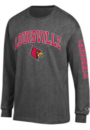Champion Louisville Cardinals Charcoal Arch Mascot Long Sleeve T Shirt