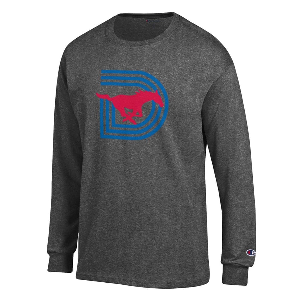 Champion SMU Mustangs Mens Grey Triple D Reverse Weave Long Sleeve