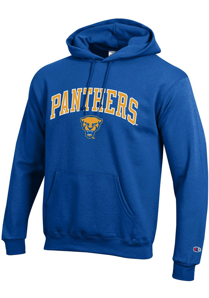 Champion Pitt Panthers Mens Blue Arch Mascot Long Sleeve Hoodie