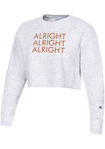 Texas Women's Silver Grey Repeating Alright Cropped Long Sleeve Crew