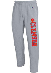 Champion Clemson Tigers Mens Grey Powerblend Open Bottom Sweatpants