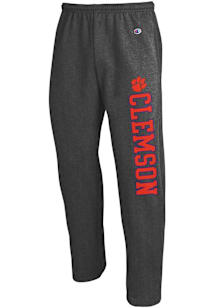 Champion Clemson Tigers Mens Charcoal Powerblend Open Bottom Sweatpants