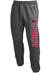 Champion Drury Panthers Mens Charcoal Powerblend Closed Bottom Sweatpants
