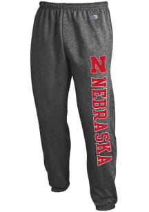 Mens Nebraska Cornhuskers Charcoal Champion Powerblend Closed Bottom Sweatpants