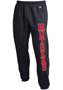 Mens Rutgers Scarlet Knights Black Champion Powerblend Closed Bottom Sweatpants