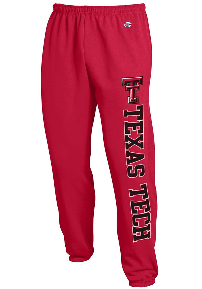 Champion Texas Tech Red Raiders Mens Red Powerblend Closed Bottom Sweatpants