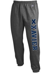 Champion Xavier Musketeers Mens Charcoal Powerblend Closed Bottom Sweatpants