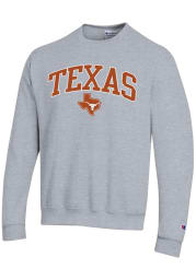 Champion Texas Longhorns Mens Grey Powerblend Twill Long Sleeve Crew Sweatshirt