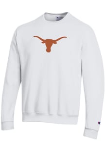 Champion Texas Longhorns Mens White Powerblend Long Sleeve Crew Sweatshirt