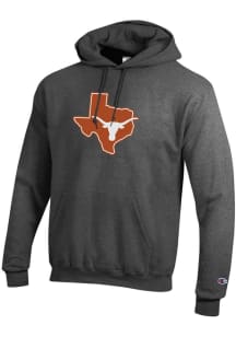 Champion Texas Longhorns Mens Charcoal Powerblend Twill Long Sleeve Hoodie