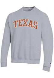 Champion Texas Longhorns Mens Grey Powerblend Twill Long Sleeve Crew Sweatshirt