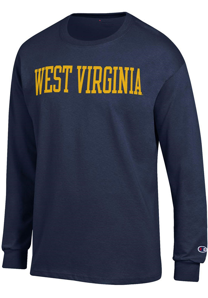Champion West Virginia Mountaineers Navy Blue Wordmark Long Sleeve T Shirt