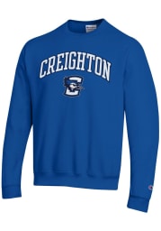 Champion Creighton Bluejays Mens Blue Arch Mascot Powerblend Long Sleeve Crew Sweatshirt