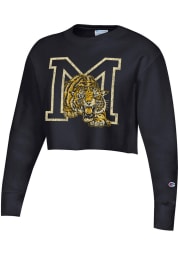 Champion Missouri Tigers Womens Black Reverse Weave Cropped Boyfriend Crew Sweatshirt