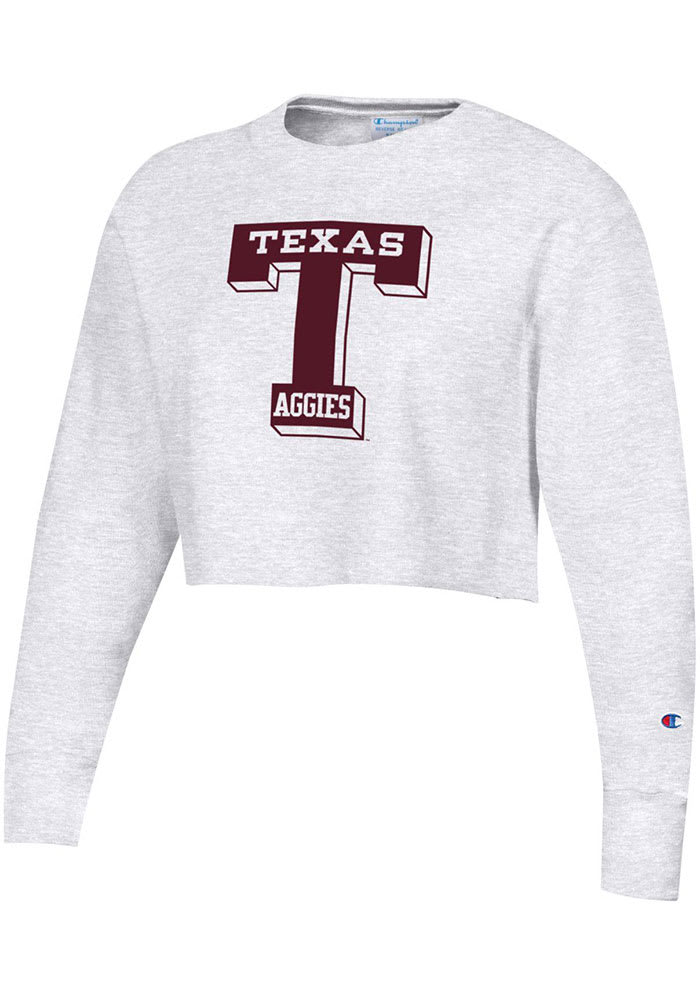 Champion Texas A&M Aggies Womens Reverse Weave Cropped Boyfriend Crew Sweatshirt