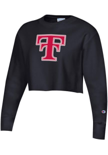 Champion Texas Tech Red Raiders Womens Black Reverse Weave Cropped Boyfriend Crew Sweatshirt