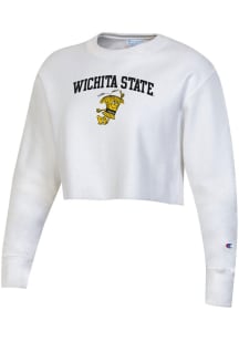 Champion Wichita State Shockers Womens White Reverse Weave Cropped Boyfriend Crew Sweatshirt