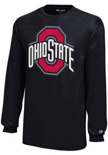 Youth Ohio State Buckeyes Black Champion Primary Logo Long Sleeve T-Shirt