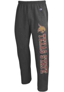 Champion Texas State Bobcats Mens Charcoal Powerblend Open Bottom Sweatpants