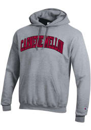 Champion Carnegie Mellon Tartans Mens Grey Powerblend Twill Long Sleeve Hoodie