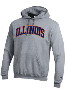 Mens Illinois Fighting Illini Grey Champion Powerblend Twill Hooded Sweatshirt