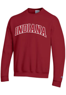 Champion Indiana Hoosiers Mens Crimson Powerblend Twill Long Sleeve Crew Sweatshirt
