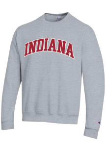 Mens Indiana Hoosiers Grey Champion Powerblend Twill Crew Sweatshirt