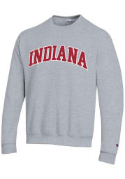 Champion Indiana Hoosiers Mens Grey Powerblend Twill Long Sleeve Crew Sweatshirt