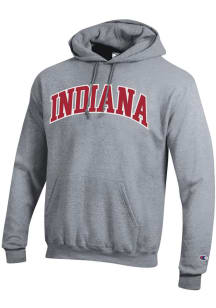 Champion Indiana Hoosiers Mens Grey Powerblend Twill Long Sleeve Hoodie