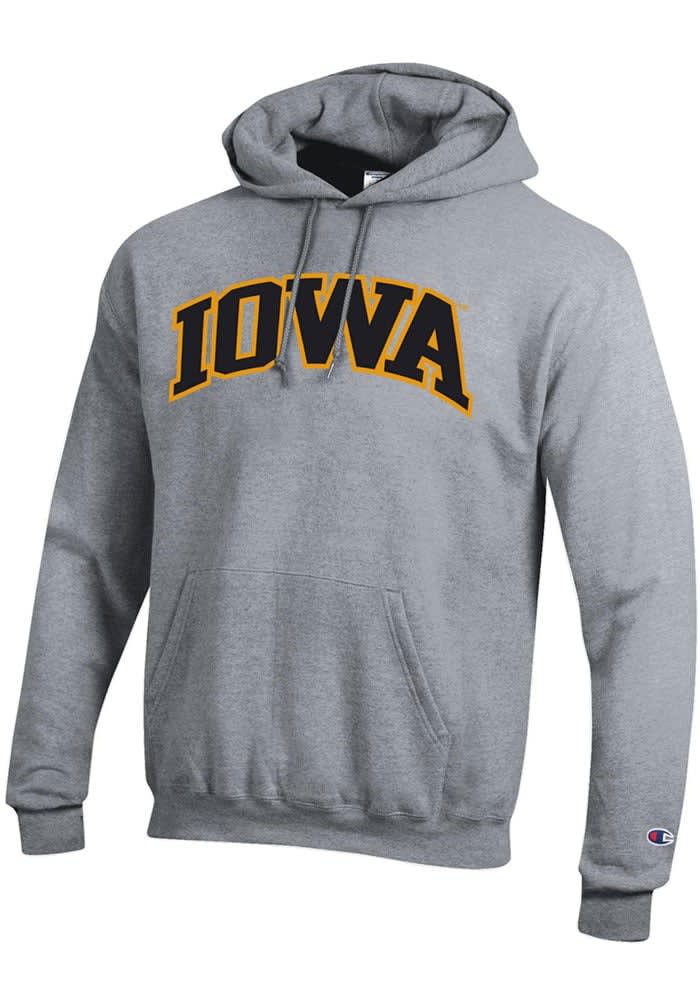 Champion Iowa Hawkeyes Powerblend Twill Hoodie - Grey