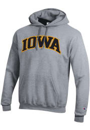 Champion Iowa Hawkeyes Mens Grey Powerblend Twill Long Sleeve Hoodie