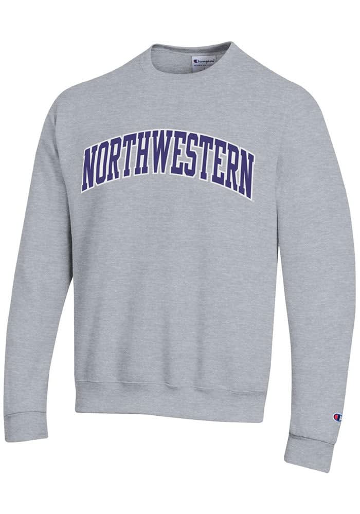 Champion Northwestern Wildcats Mens Powerblend Twill Crew Sweatshirt - GREY