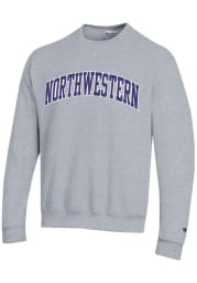 Champion Northwestern Wildcats Mens Grey Powerblend Twill Long Sleeve Crew Sweatshirt