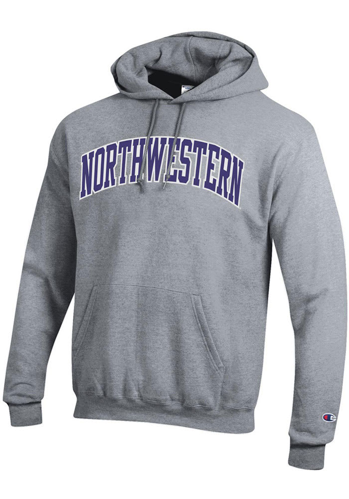 Champion Northwestern Wildcats Mens Grey Powerblend Twill Long Sleeve Hoodie