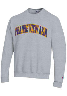Champion Prairie View A&amp;M Panthers Mens Grey Powerblend Twill Long Sleeve Crew Sweatshirt