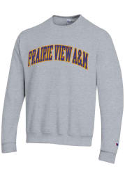 Champion Prairie View A&M Panthers Mens Grey Powerblend Twill Long Sleeve Crew Sweatshirt