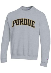Champion Purdue Boilermakers Mens Grey Powerblend Twill Long Sleeve Crew Sweatshirt