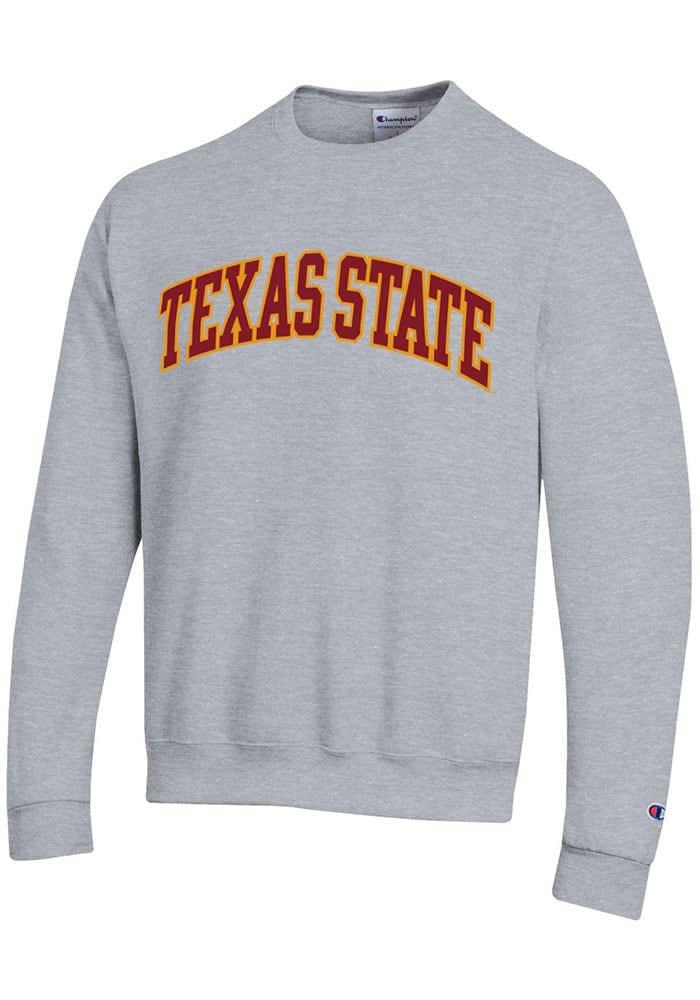 Champion Texas State Bobcats Mens Powerblend Twill Crew Sweatshirt - GREY