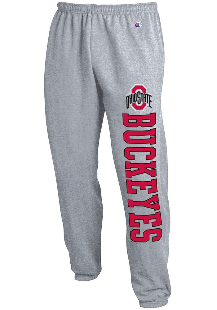 Champion Ohio State Buckeyes Mens Grey Banded Bottom Sweatpants