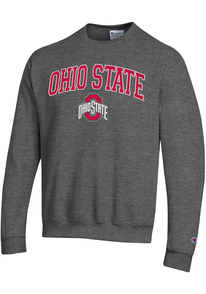 Champion Ohio State Buckeyes Mens Charcoal Powerblend Long Sleeve Crew Sweatshirt