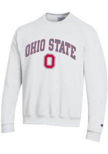 Champion Ohio State Buckeyes Mens White Powerblend Long Sleeve Crew Sweatshirt