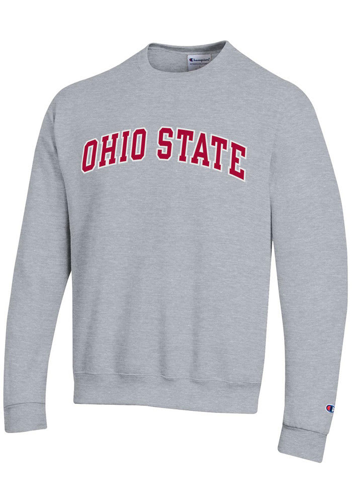 Champion Ohio State Buckeyes Mens Grey Powerblend Long Sleeve Crew Sweatshirt