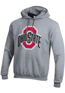 Mens Ohio State Buckeyes Grey Champion Powerblend Hooded Sweatshirt