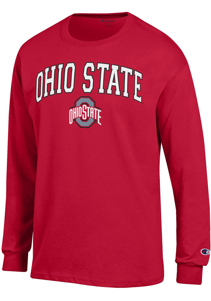 Champion Ohio State Buckeyes Arch Mascot Long Sleeve T Shirt Red